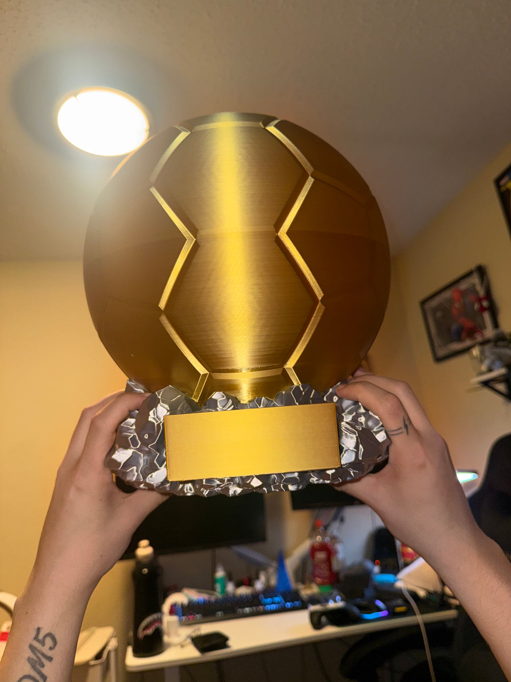 Personalized Golden Ball Trophy Replica – Custom Name Award Collectible