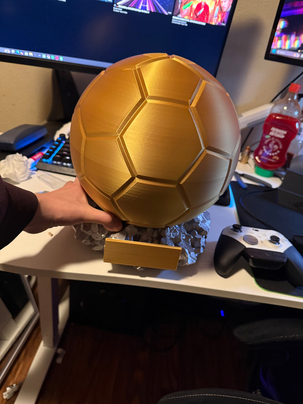 Personalized Golden Ball Trophy Replica – Custom Name Award Collectible