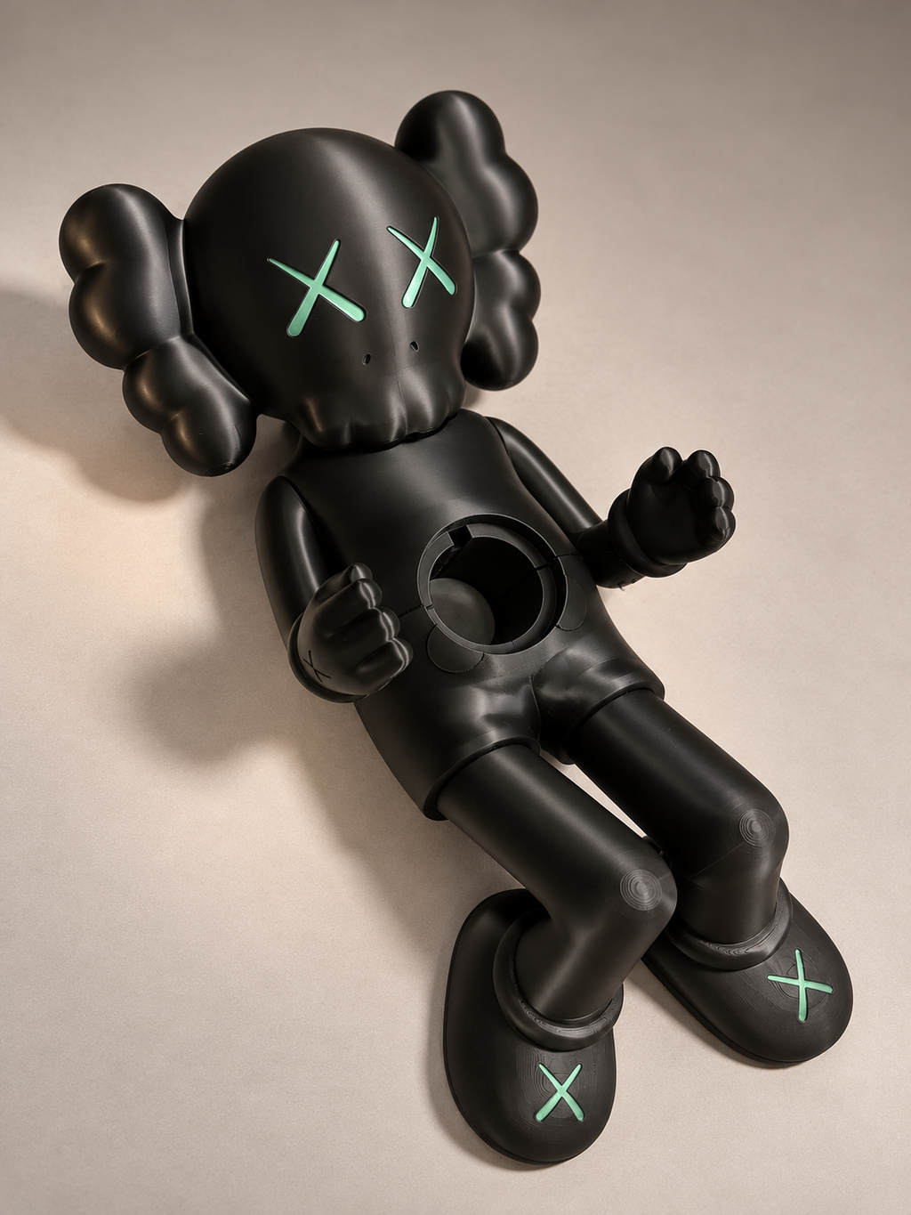 18-Inch Reclining Figure with Light-Up Moon Lamp – Black Collectible Art Statue