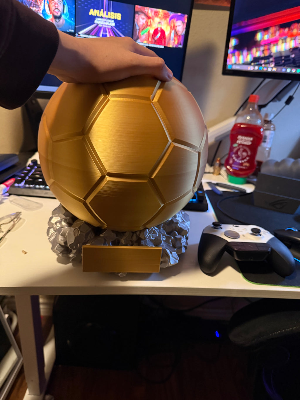Personalized Golden Ball Trophy Replica – Custom Name Award Collectible