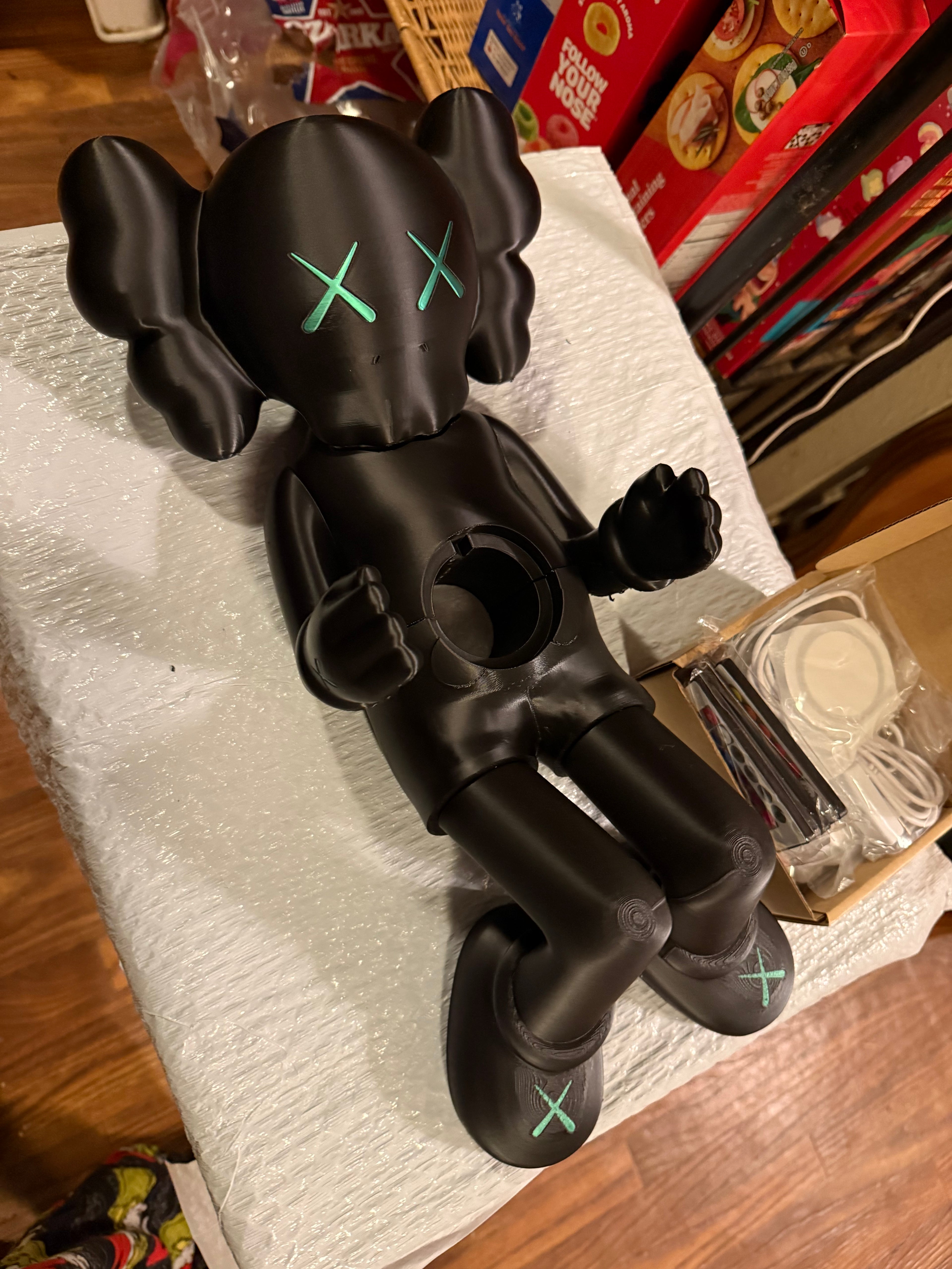 18-Inch Reclining Figure with Light-Up Moon Lamp – Black Collectible Art Statue
