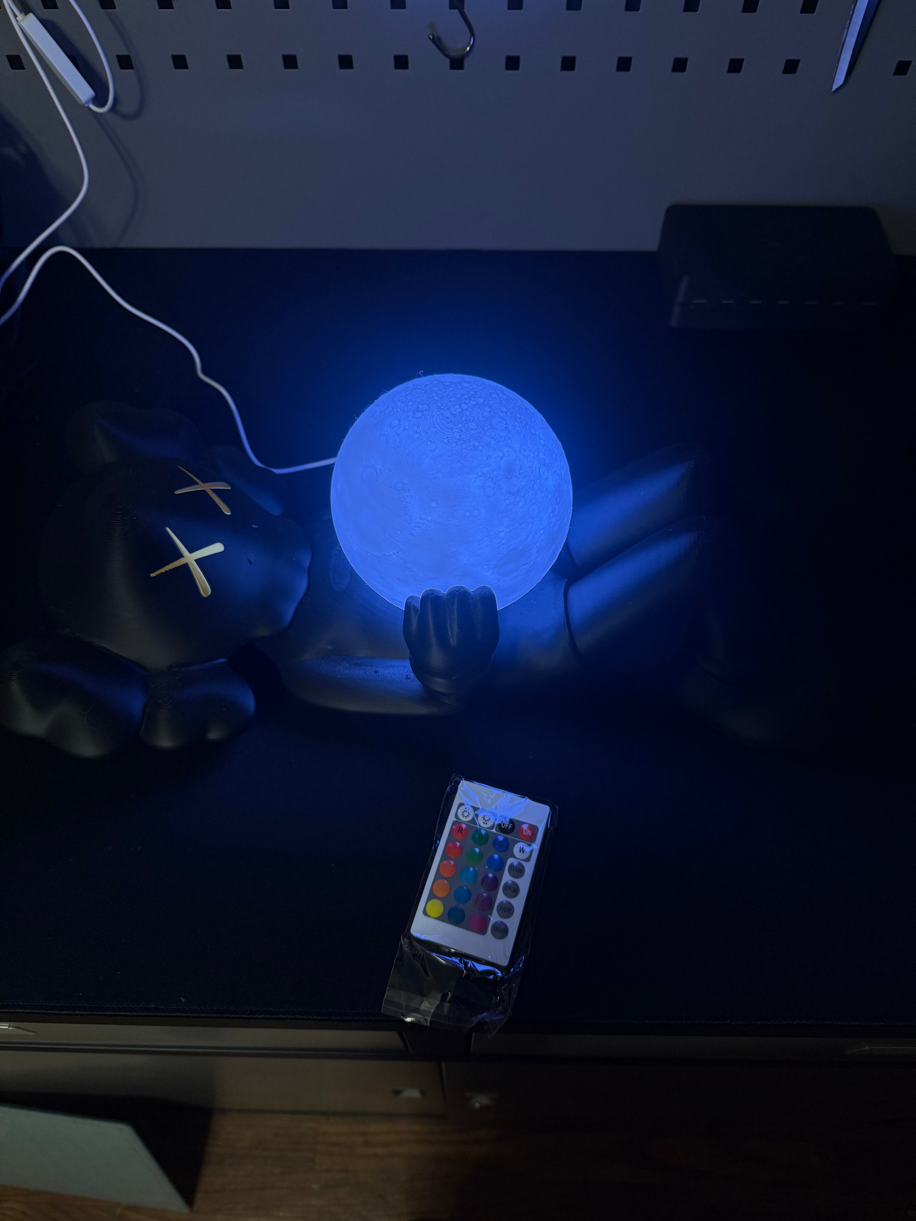 18-Inch Reclining Figure with Light-Up Moon Lamp – Black Collectible Art Statue