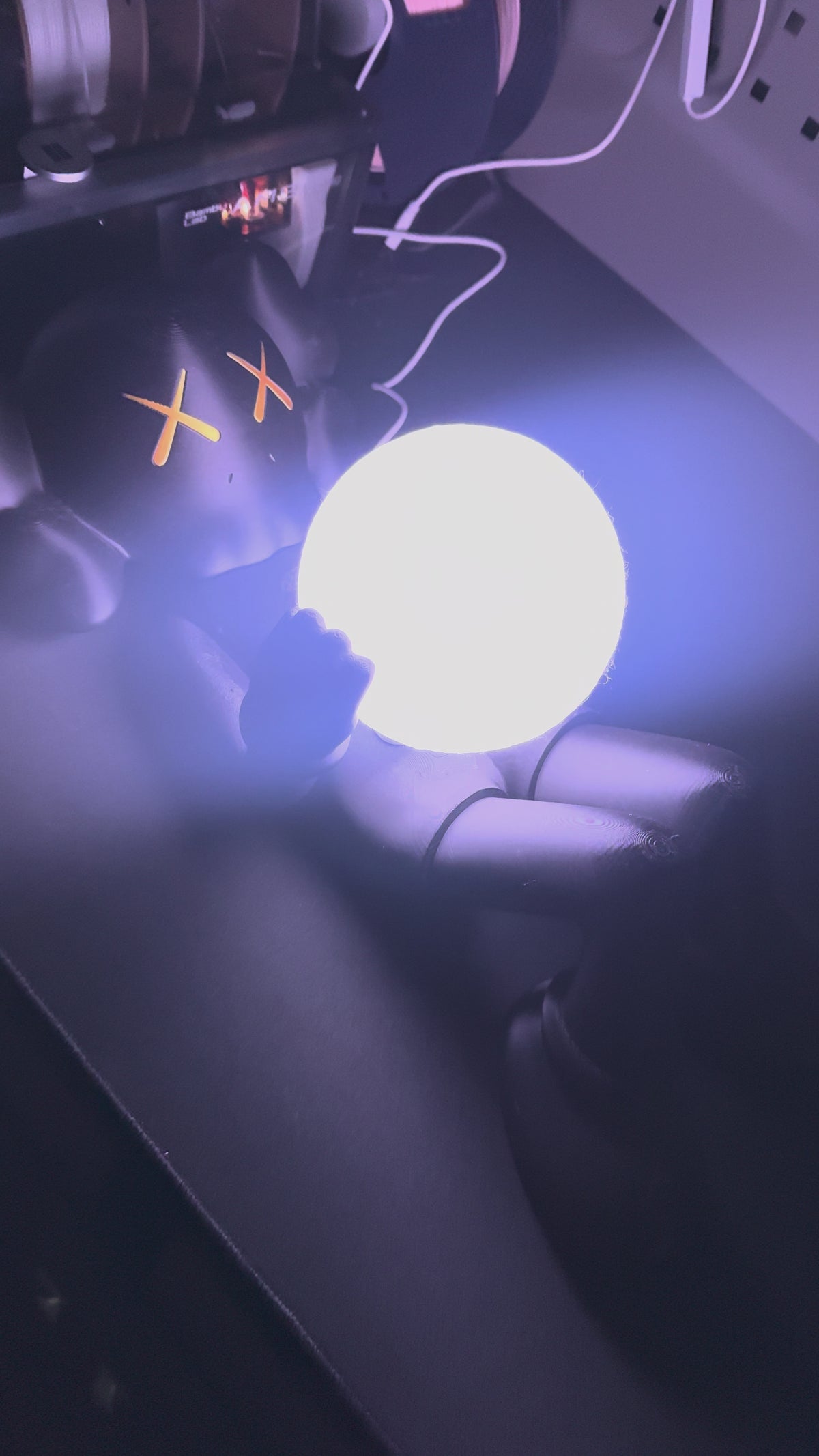 18-Inch Reclining Figure with Light-Up Moon Lamp – Black Collectible Art Statue